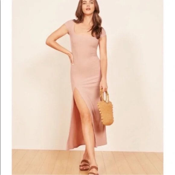 The Reformation Knit Bodycon Maxi Dress Navy Size XS - Picture 3 of 6